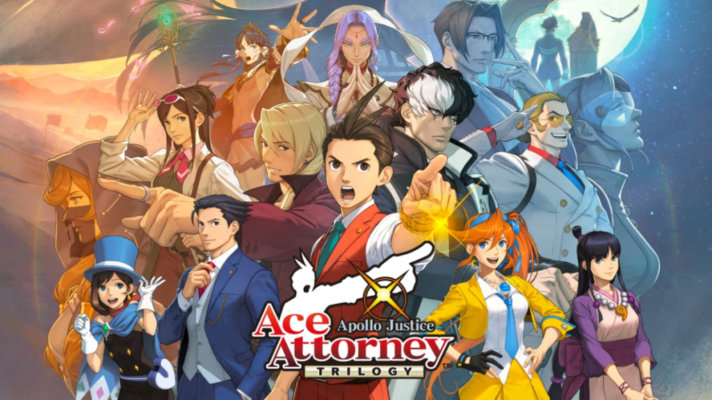 The main cast for Apollo Justice: Ace Attorney Trilogy assembled in key art