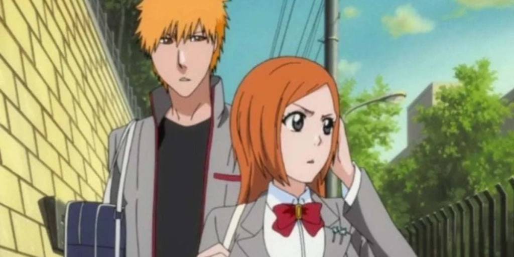 Ichigo and Orihime walk to school together as part of an article about anime's 10 greatest couples ever.