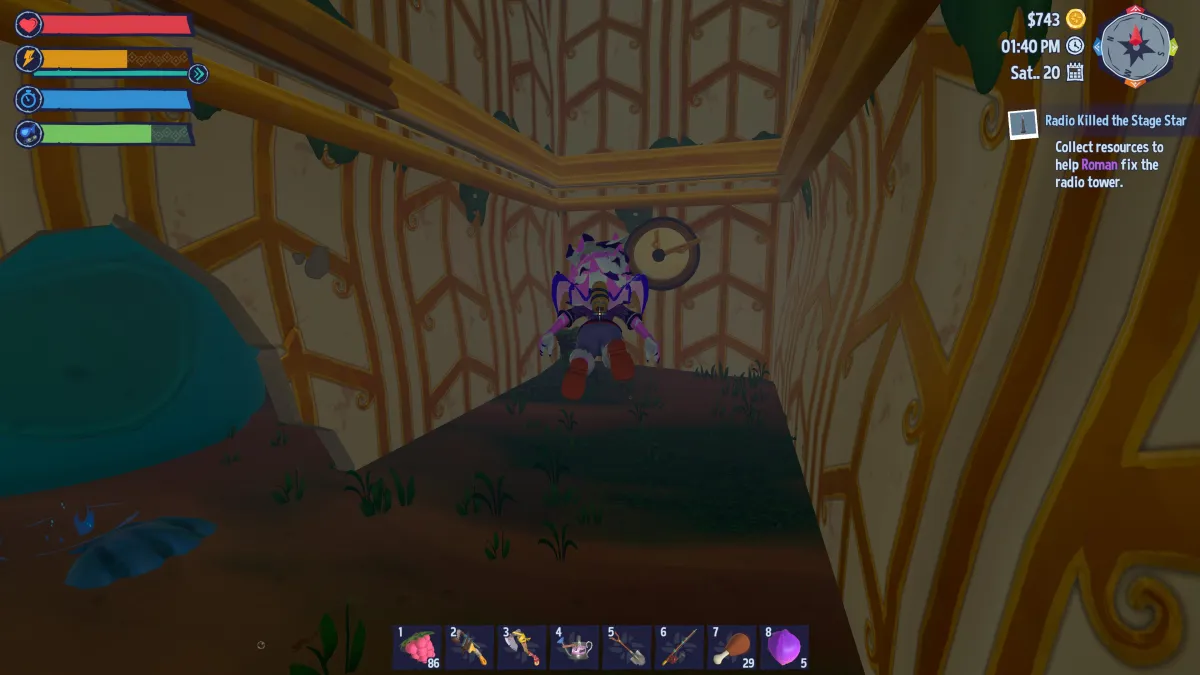 Image of a clock on the wall of a very short hallways underwater in Critter Cove