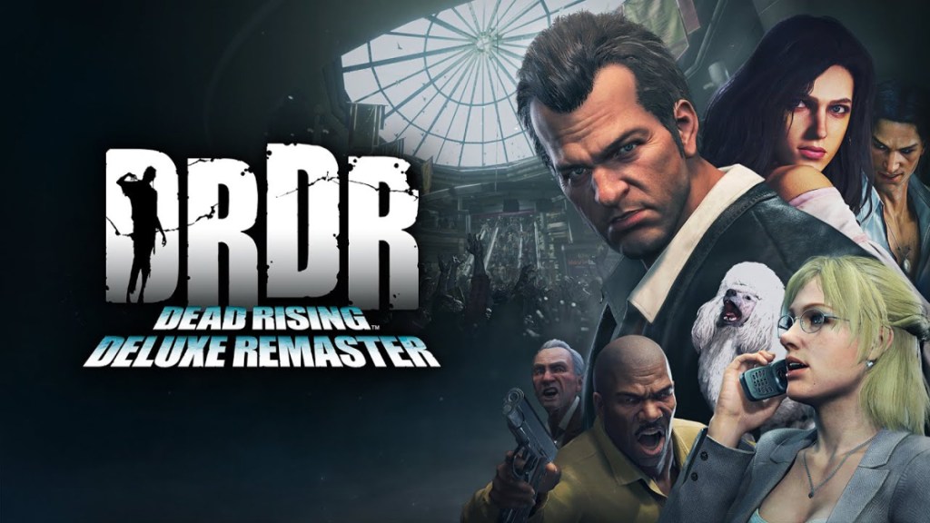 Dead Rising Deluxe Remaster, Frank West and other characters next to the game's logo. 