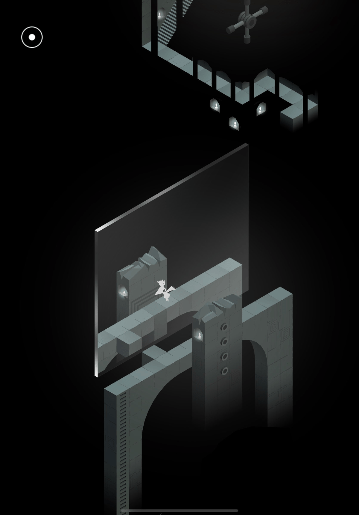 An image from Monument Valley showing the protagonist standing in a puzzle from Chapter 9.