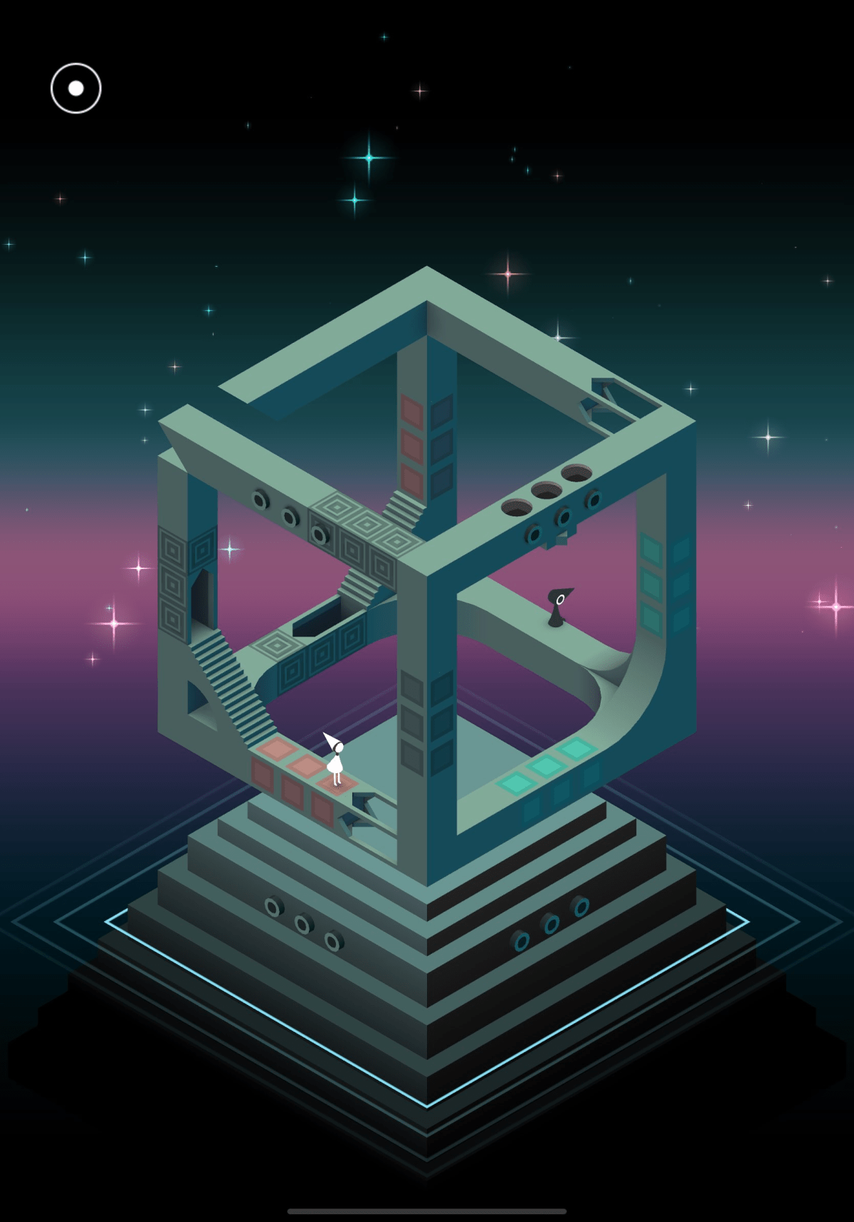 An image from Monument Valley showing the protagonist standing in a puzzle from Chapter 10.