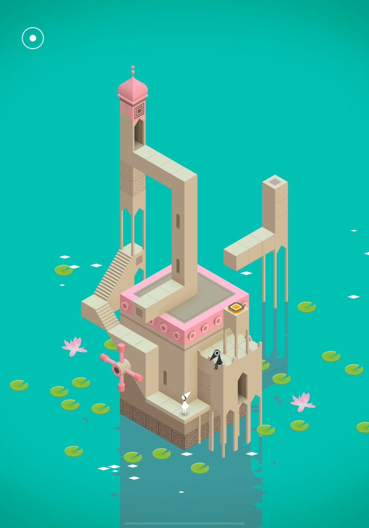 An image from Monument Valley showing the protagonist standing in a puzzle from Chapter 4.