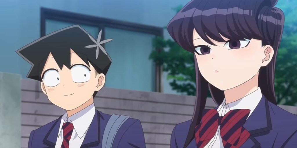 Tadano nervously smiles next to Komi as part of an article about anime's 10 greatest couples ever.