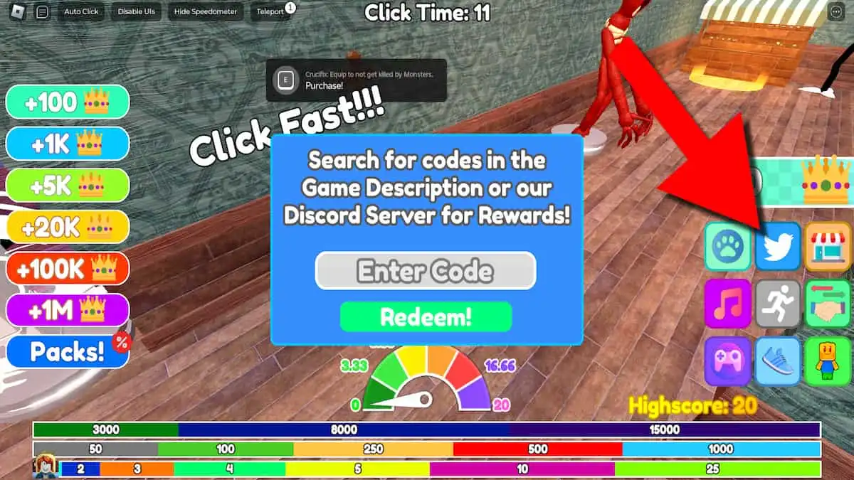 How to redeem codes in Monster Race.