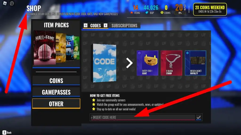 how to redeem codes in nfl universe football