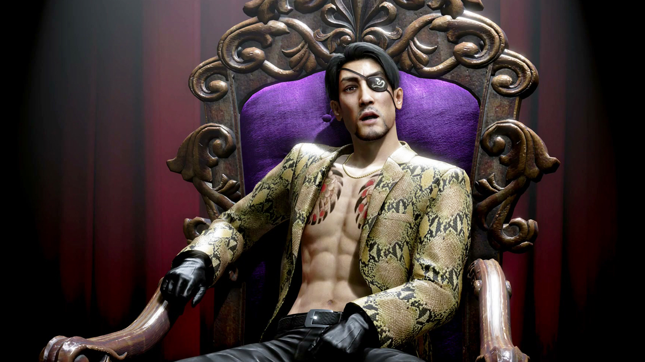 Like a Dragon: Pirate Yakuza in Hawaii, Goro Majima sitting on a throne.