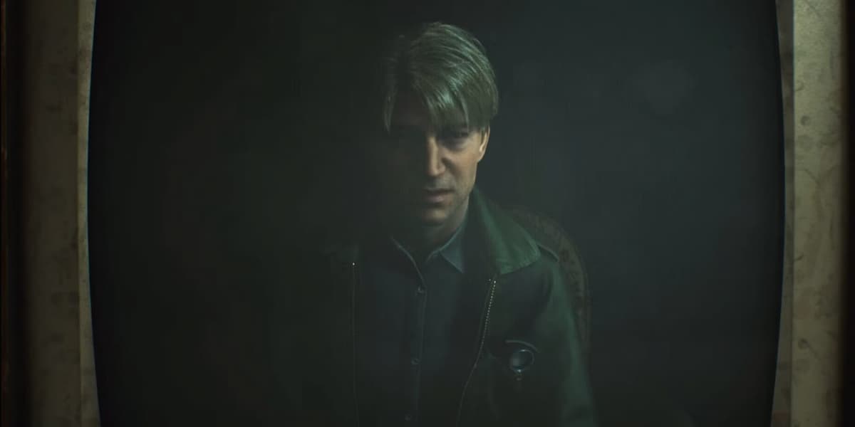 a still of james staring at the tv in silent hill 2