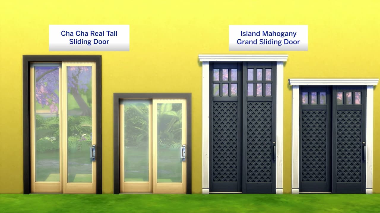 The Sims,4, showing several new doors.