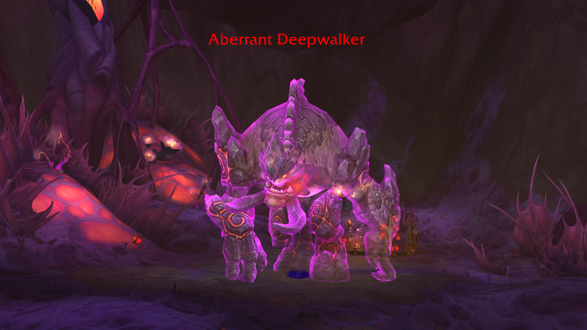 Image of a lurching quadraped monster called the Aberrant Deepwalker in a tree-like environment