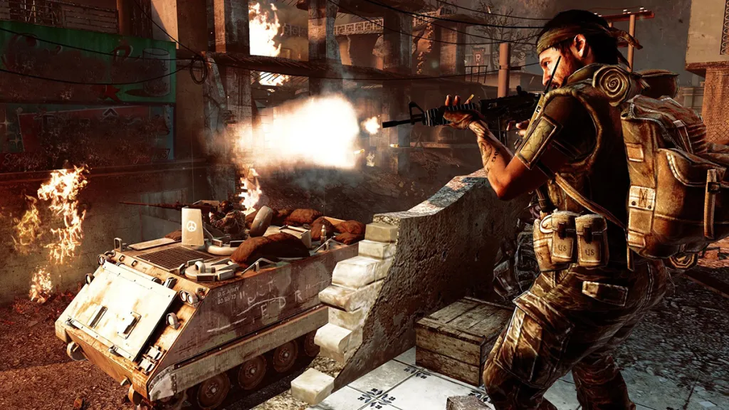 Frank Woods firing a weapon in Black Ops 1