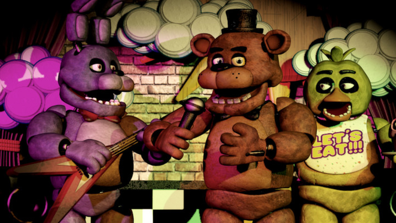 Five Nights at Freddy's, four mascots singing and dancing.