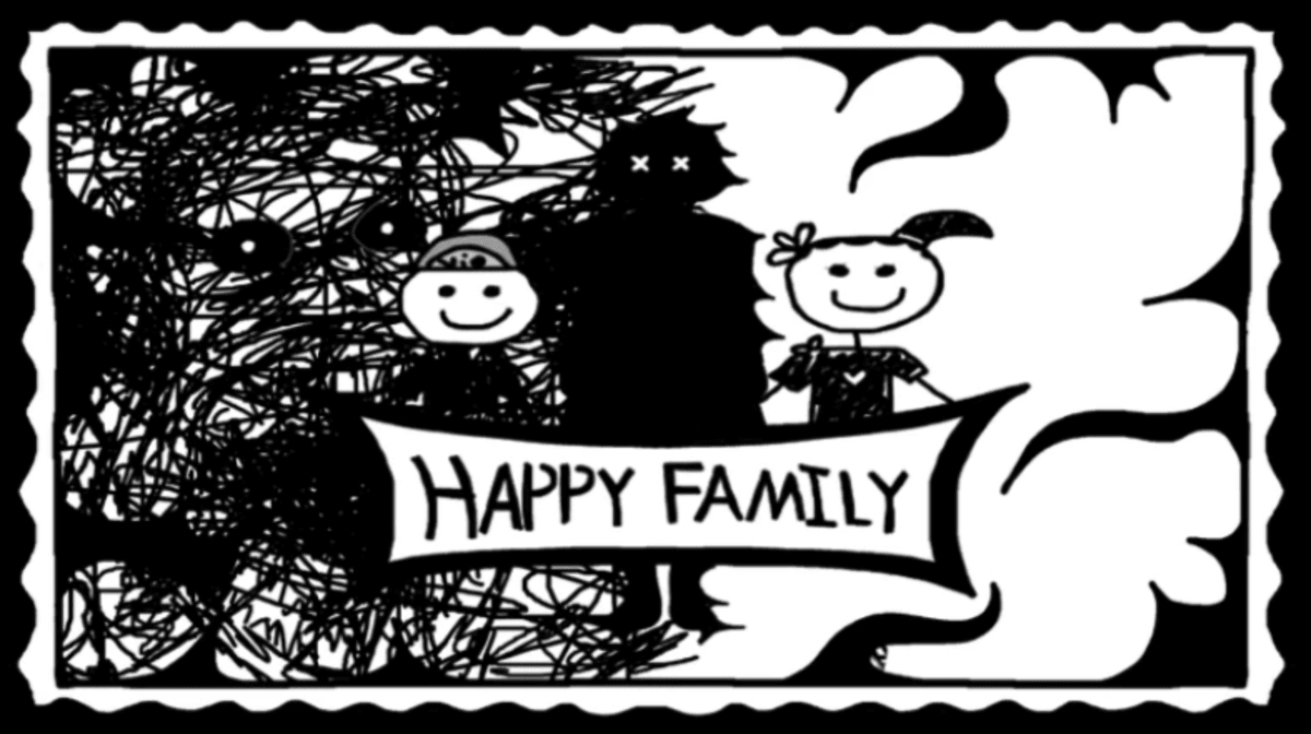 Hand drawn doodle of a boy and a girl for Roblox's Happy Family