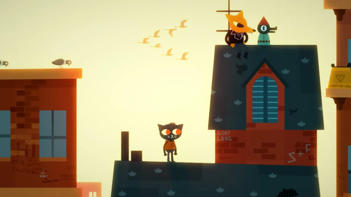 Gameplay screenshot of Night in the Woods---a cozy horror game