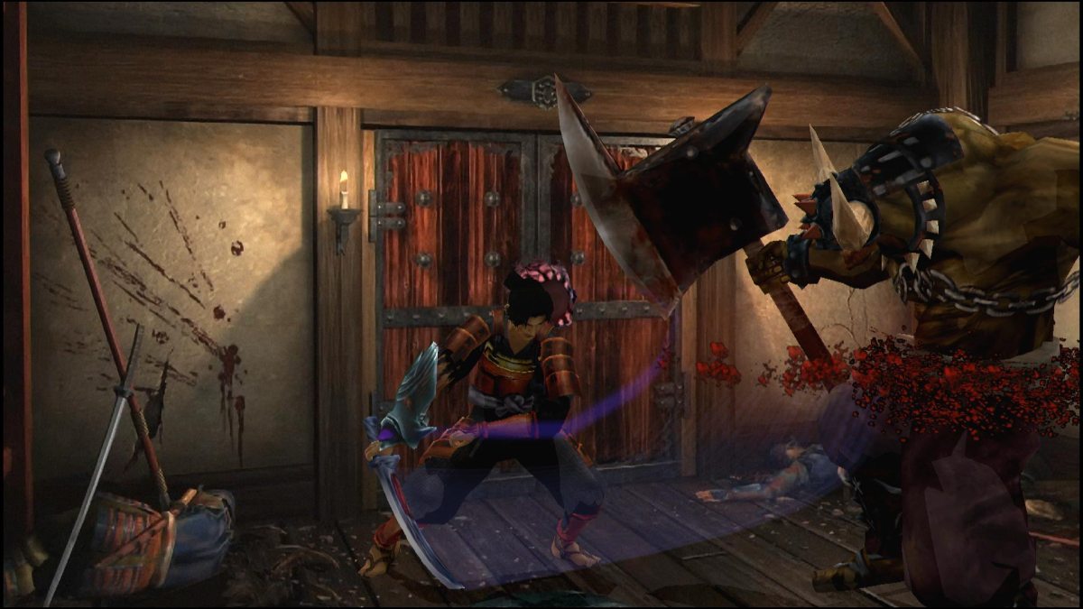 OniMusha, main character fighting demon