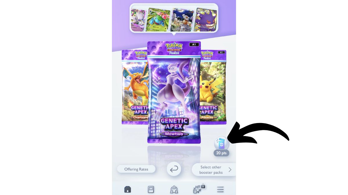 Pack Point Exchange in Pokemon TCG Pocket App