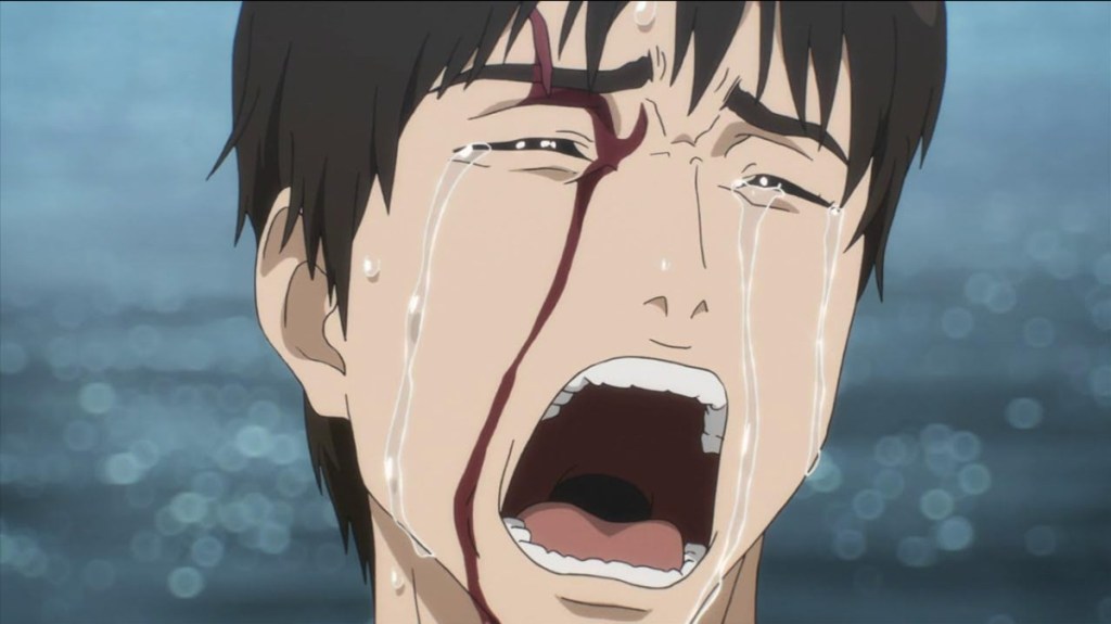 Parasyte character bleeding and crying