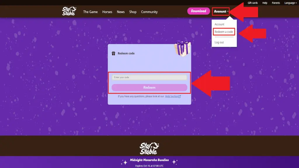 How to redeem Star Stable codes