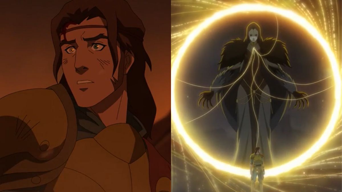 A split image of two characters from The Legend of Vox Machina.