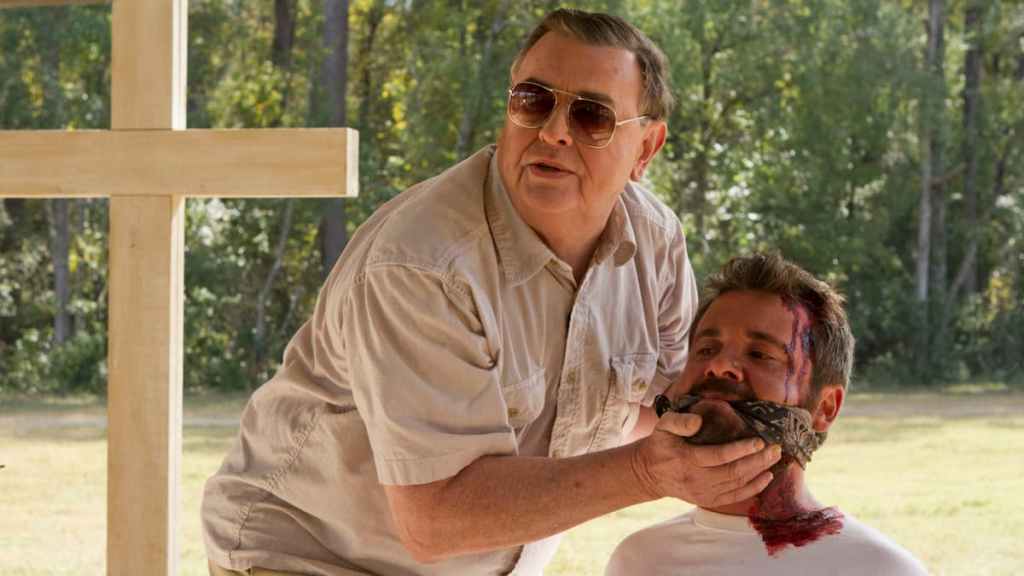 A screenshot from the found footage horror film, The Sacrament