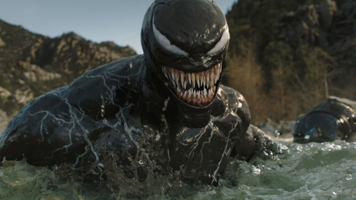 Venom floating in a river in Venom: The Last Dance