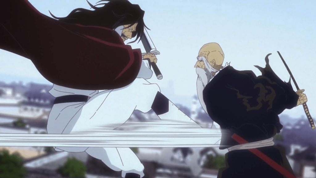 Bleach Yamamoto and Yhwach fighting each other