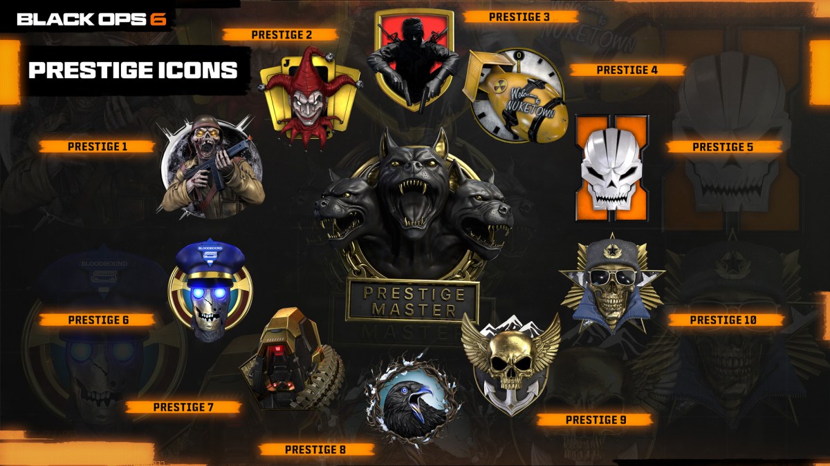 All of the prestige icons in Call of Duty: Black Ops 6.