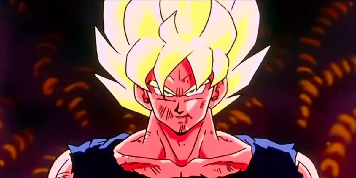 Goku as a Super Saiyan in Dragon Ball Z.