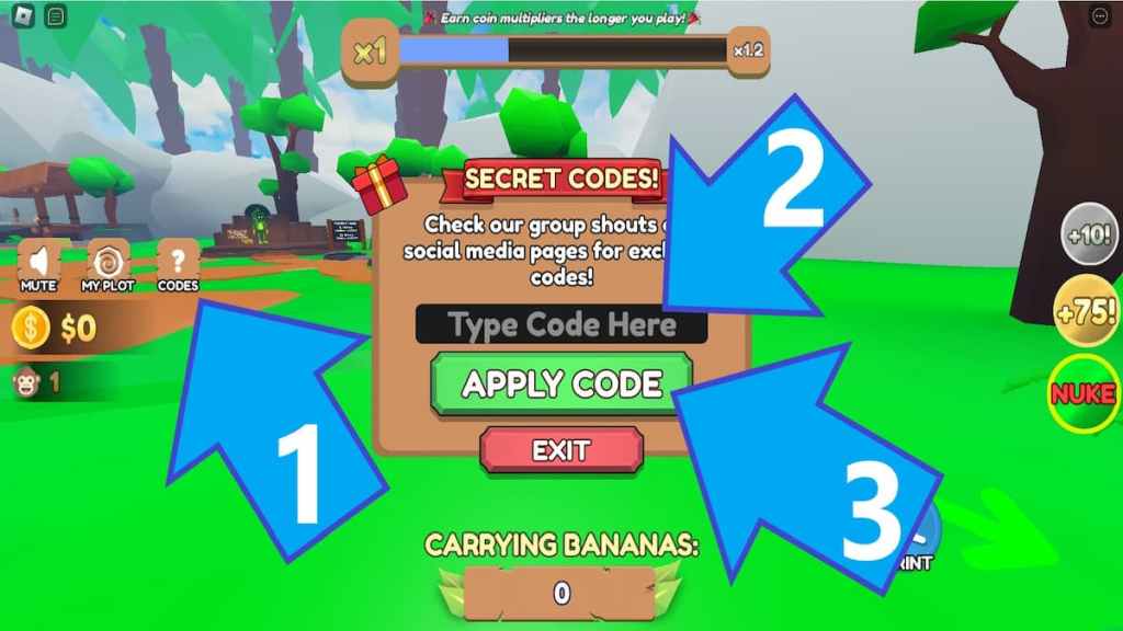 How to redeem Monkey Tycoon codes.