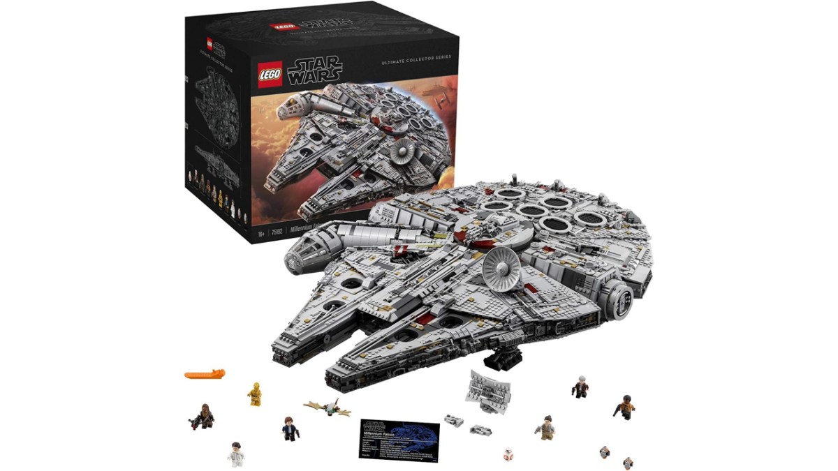 A massive Lego Star Wars Millennium Falcon.