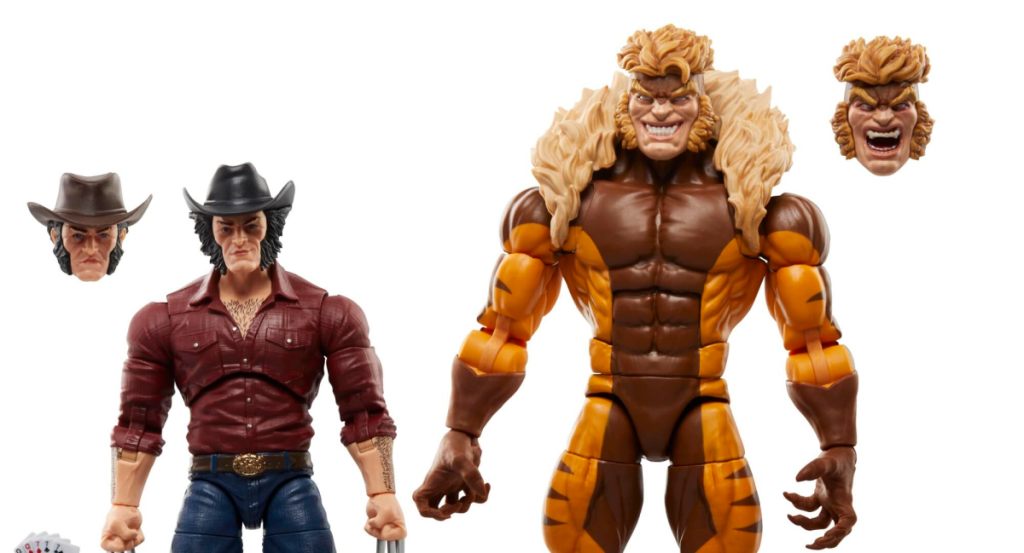 Wolverine and Sabretooth action figures stand next to each other