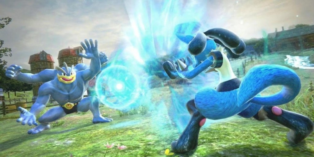 Lucario battles a Machamp