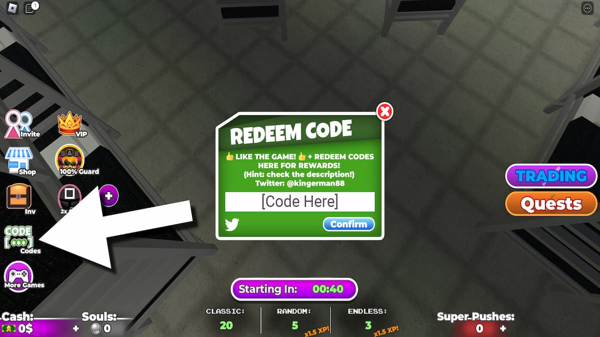 How to redeem codes in Squid Game.