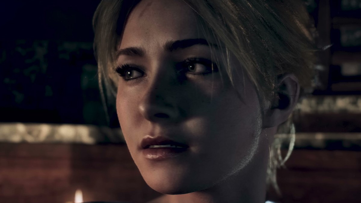 Sam in Until Dawn. a blonde girl looking worried. 