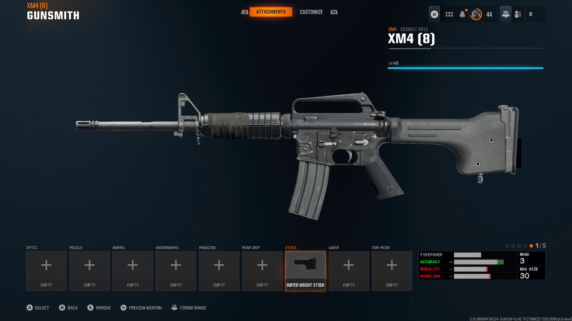 The XM4 with the Buffer Weight Stock in Black Ops 6.