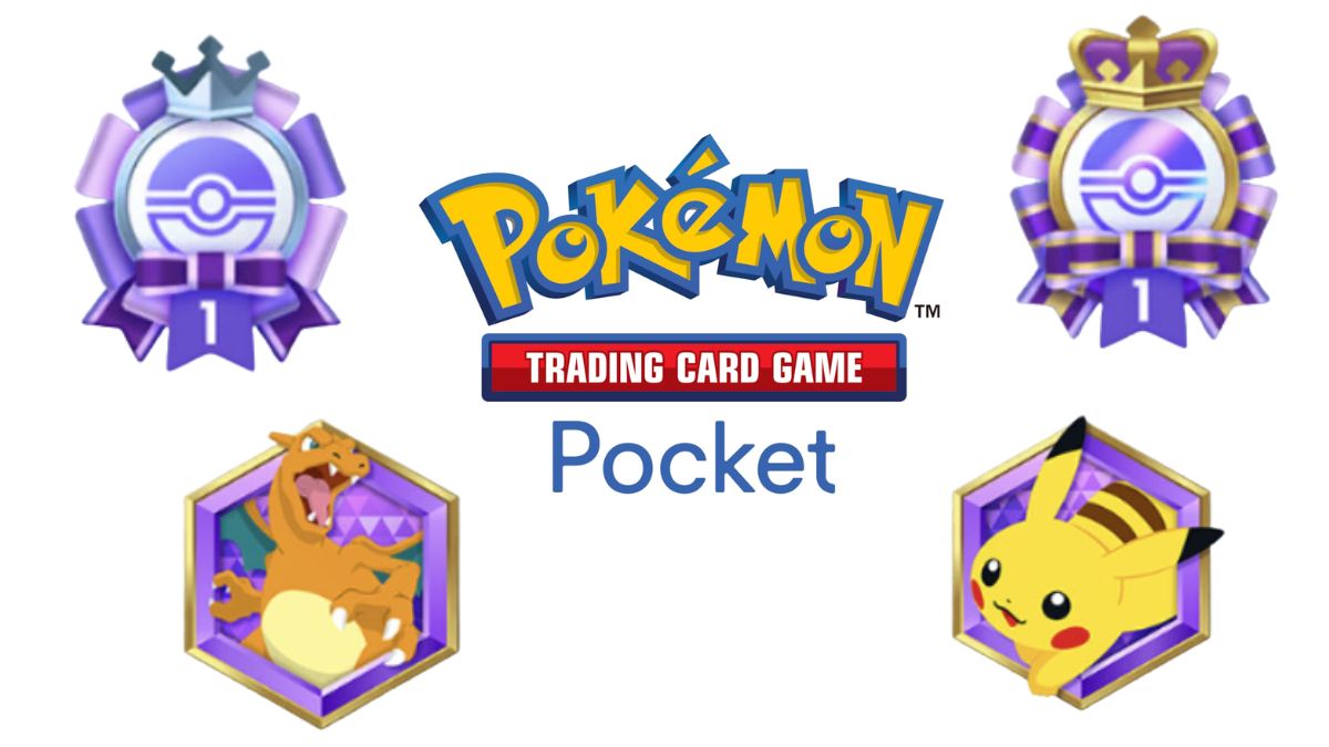 The Pokemon TCG Pocket logo surrounded by several Genetic Apex Emblems