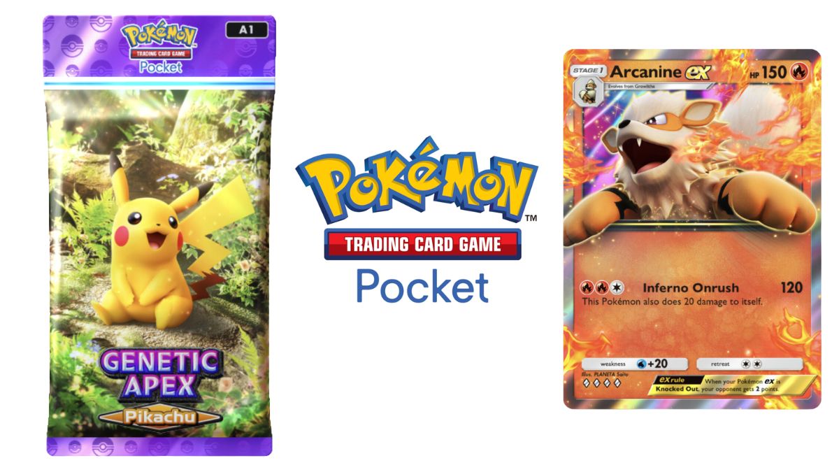 A card pack and rare EX card in Pokemon TCG Pocket