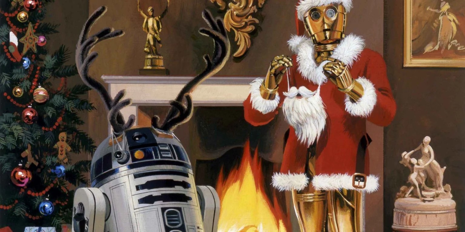 Star Wars' C3PO and R2D2 looking festive, via Star Wars News Net