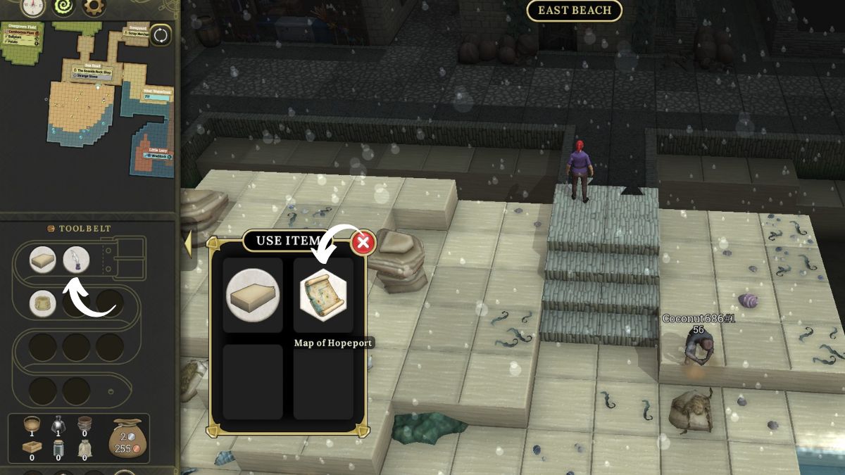 Screenshot from Brighter Shores, showing How to record the clue locations for the Brannof Inheritance