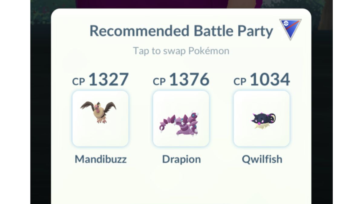 Recommended Battle Party Screen GO Battle League