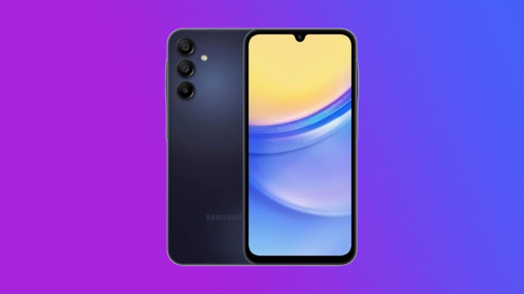 Samsung A15 picture on purple gradient