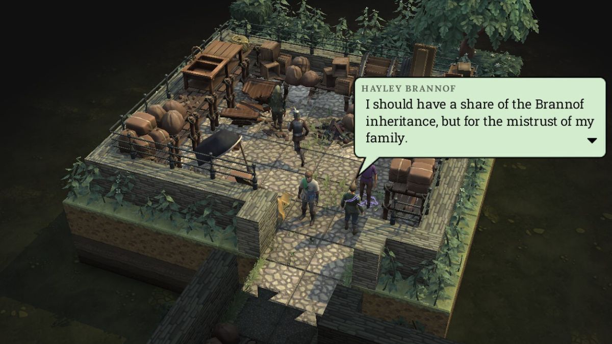 Screenshot showing the beginning of the Brannof Inheritance quest from Brighter shores, with a character speaking to Hayley Brannof