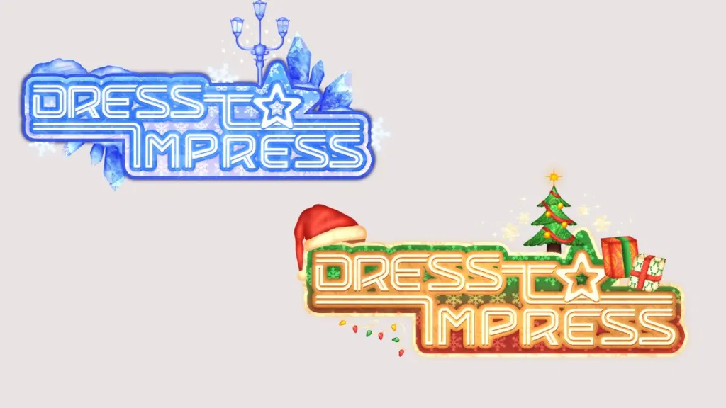 Winter and Christmas logos for Dress to Impress Winter Event