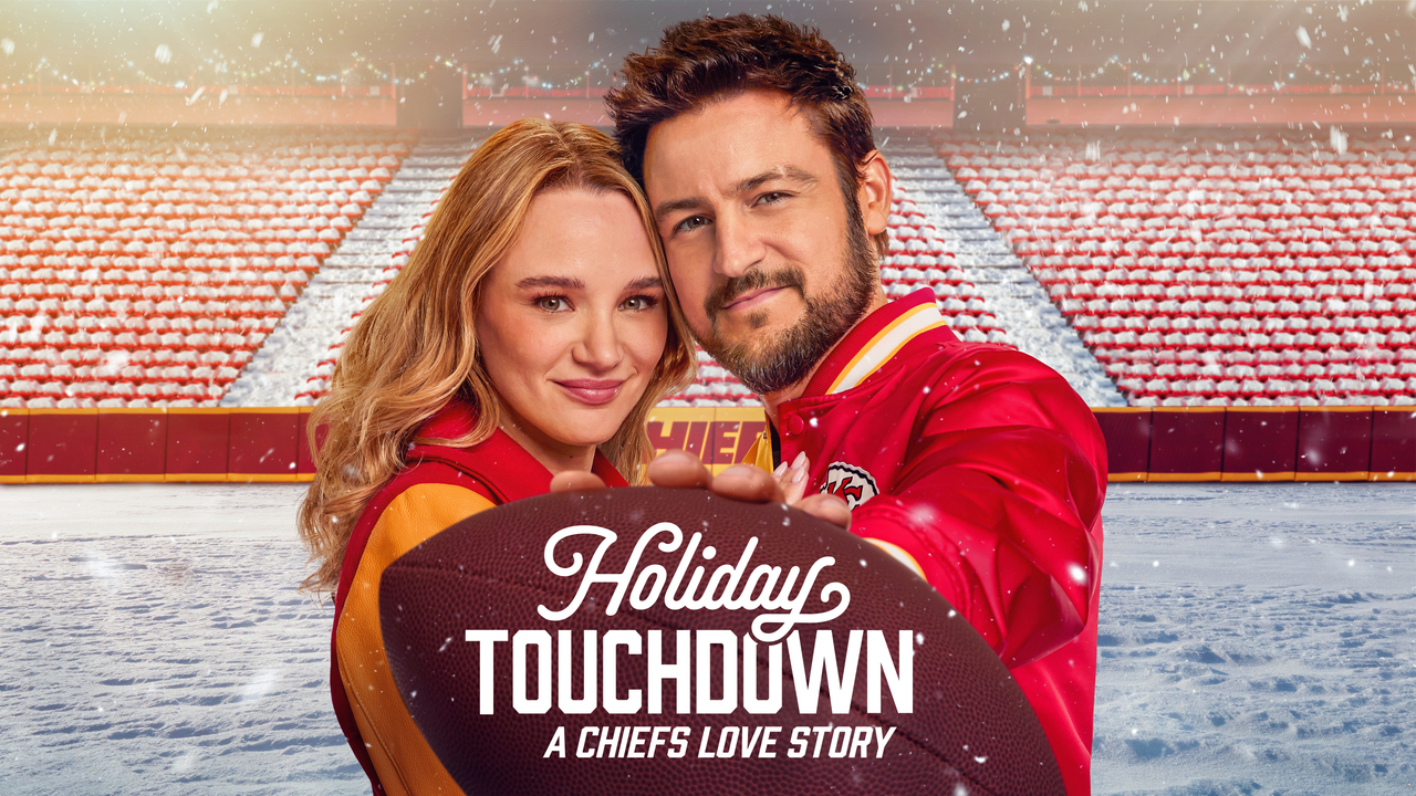 The stars of Holiday Touchdown: A Chiefs Love Story.