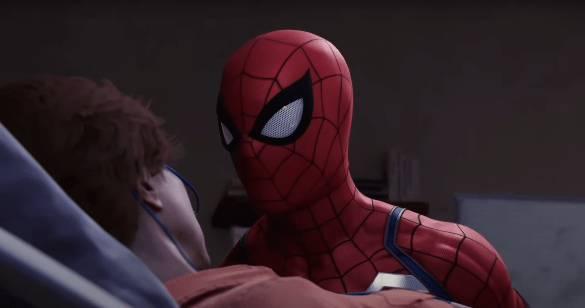 Spider-Man game ending, peter parker talking with aunt may on deathbed