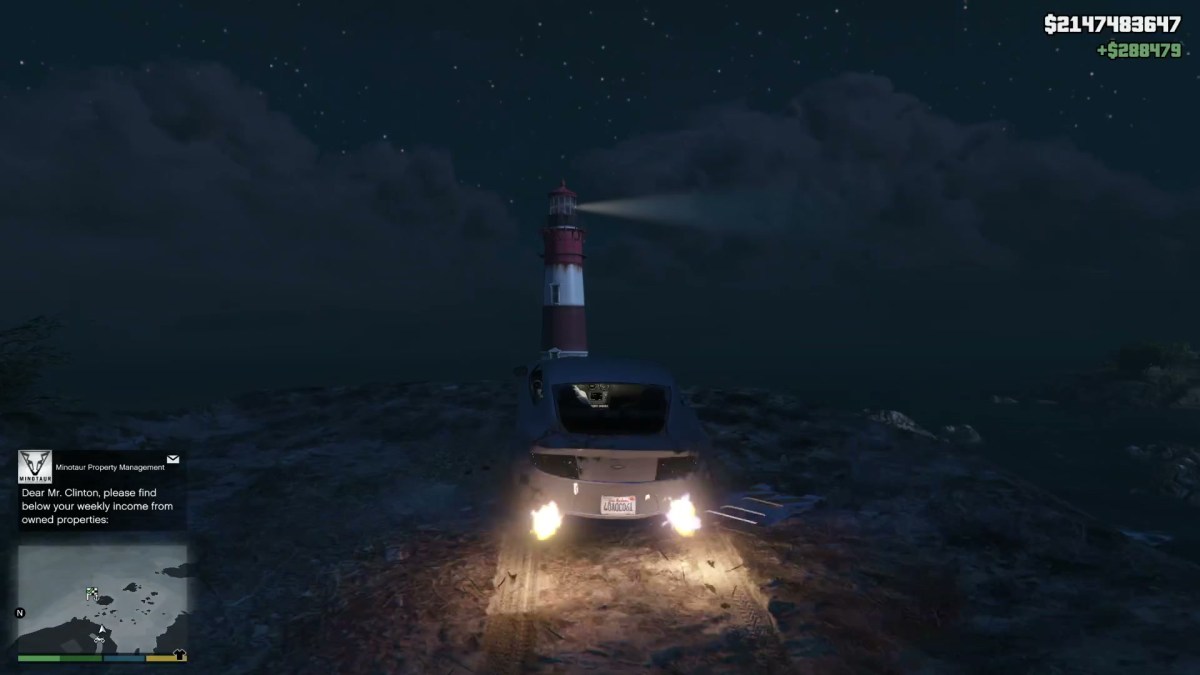 An image showing the player approaching a stunt jump in GTA 5, in a vehicle.