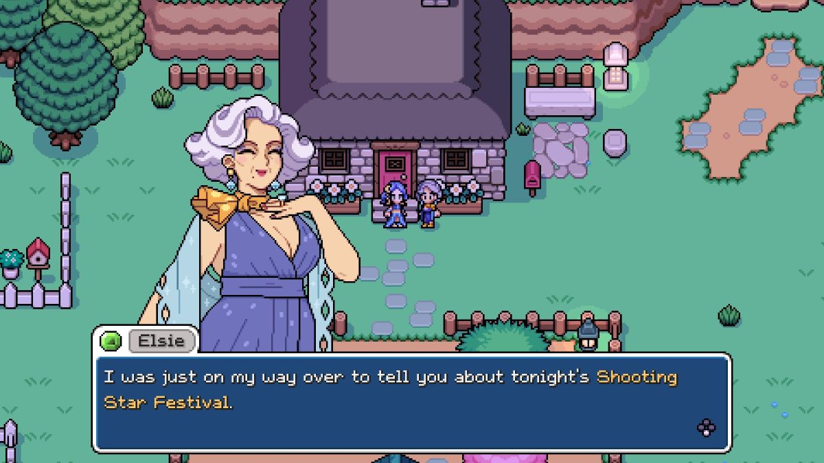 Elsie invites the player to the Shooting Star Festival in Fields of Mistria