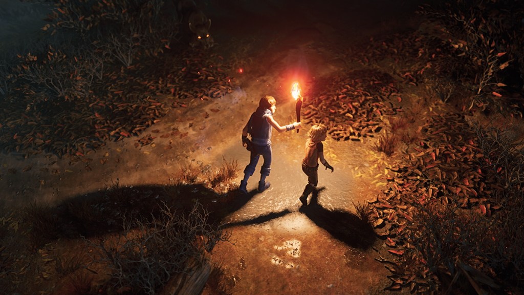 Brothers A Tale of Two Sons Remake, brothers in dark with a torch