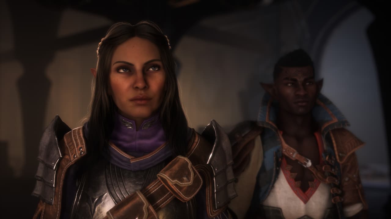 Dragon Age: The Veilguard, Rook with another elf character.