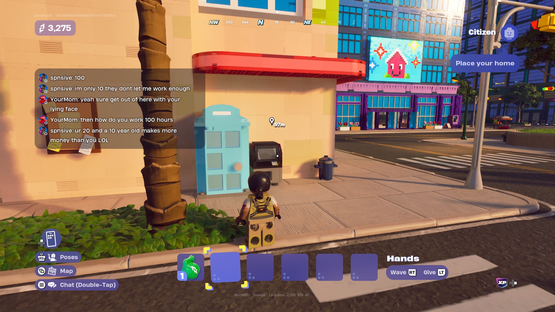 An ATM in LEGO Fortnite Brick Life.